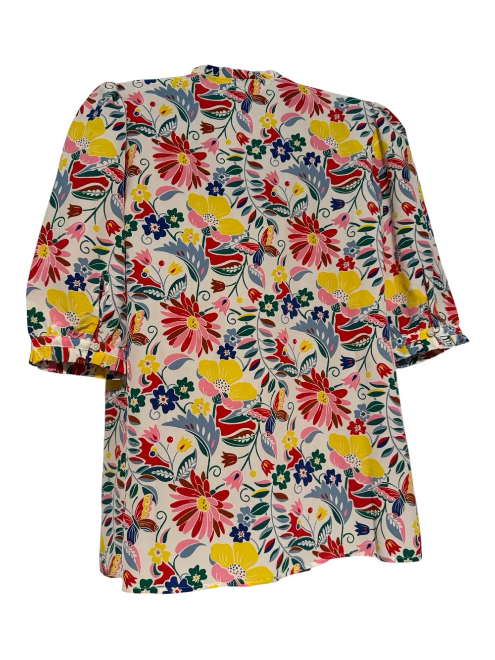 Boden Frill Detail Silk Top Wildflower Floral Blouse NWT Size 6 - Picture 3 of 4